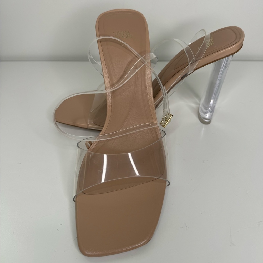 Zara Clear Vinyl Heels Sz 39